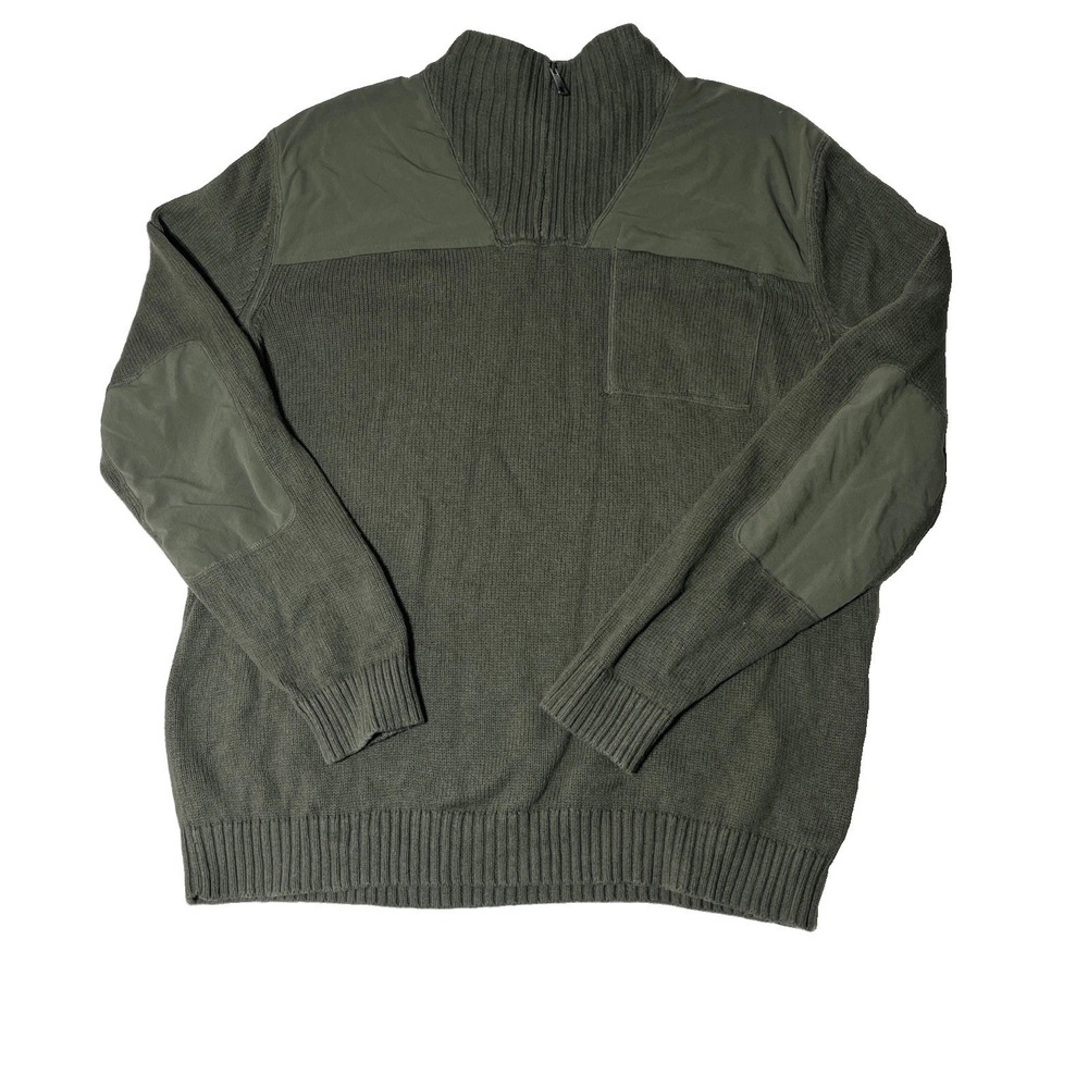 Duluth Trading Co CommaSweater Mens Size XLT Tall Green Cotton‎ Wool Elbow patch